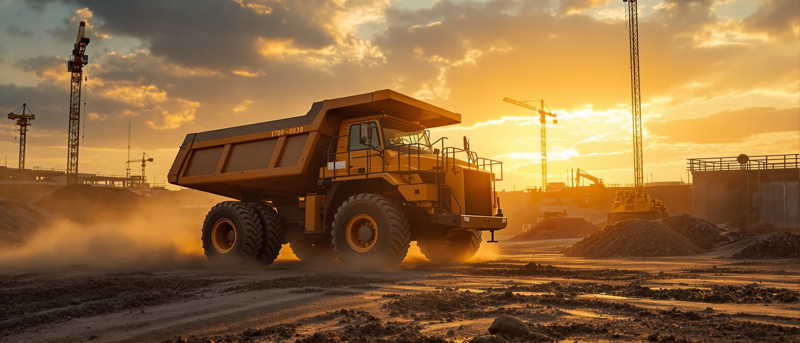 G&P Trucking heavy equipment at construction site